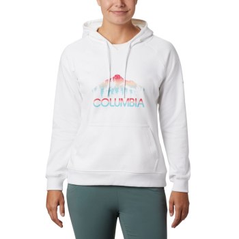 Columbia Logo French Terry, Sudaderas Con Capucha Blancos Para Mujer | 679325-VLB